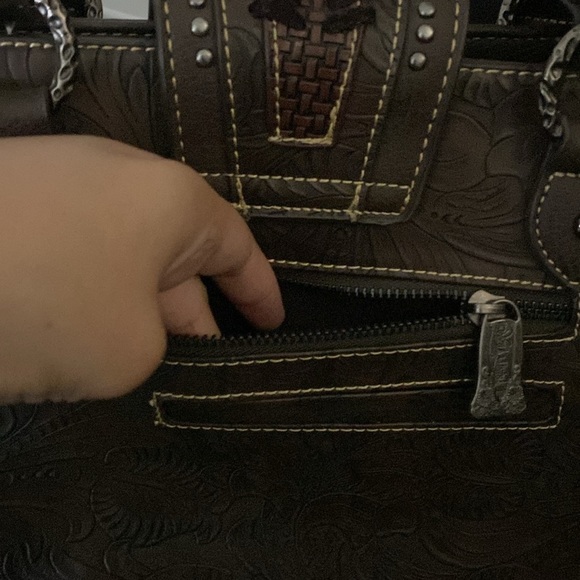 TRINITY RANCH WESTERN BROWN LEATHER PURSE - Picture 6 of 15